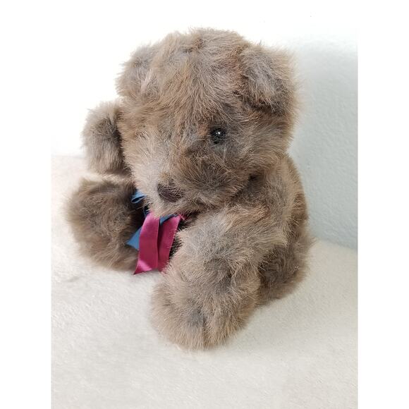 Dan Dee Teddy Bear Brown 9" Plush Toy Stuffed Animal 90's w/ Bow Silk Vintage - Picture 10 of 11